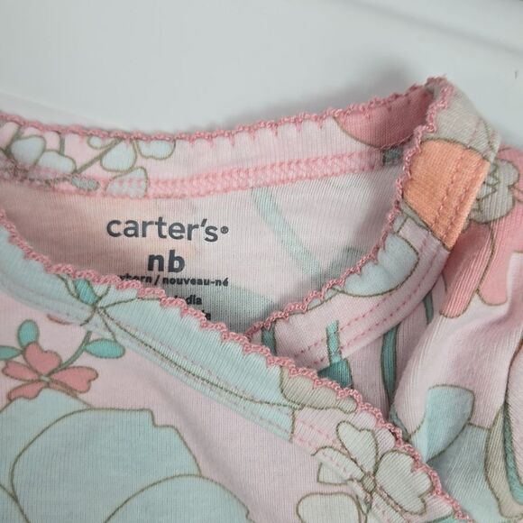 Carter's Newborn Floral Kimono Side Snap Bodysuit 2pc Set Pink Onesie Baby Girl - Picture 3 of 11